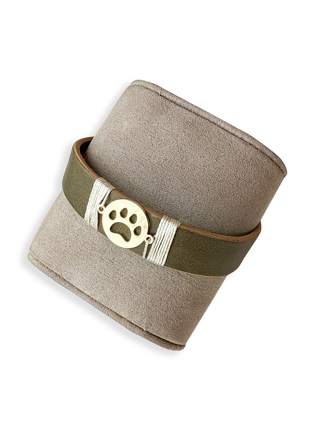 TANN TRIM Unisex Leather Gold-Plated Paw Wraparound Bracelet