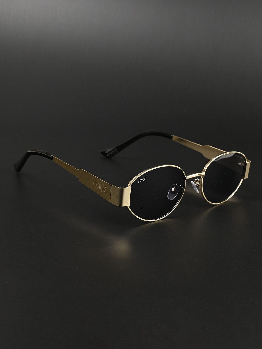 Irayz Retro Unisex Full Rim UV Protected Oval Sunglasses RetroOval-GLD-BLK