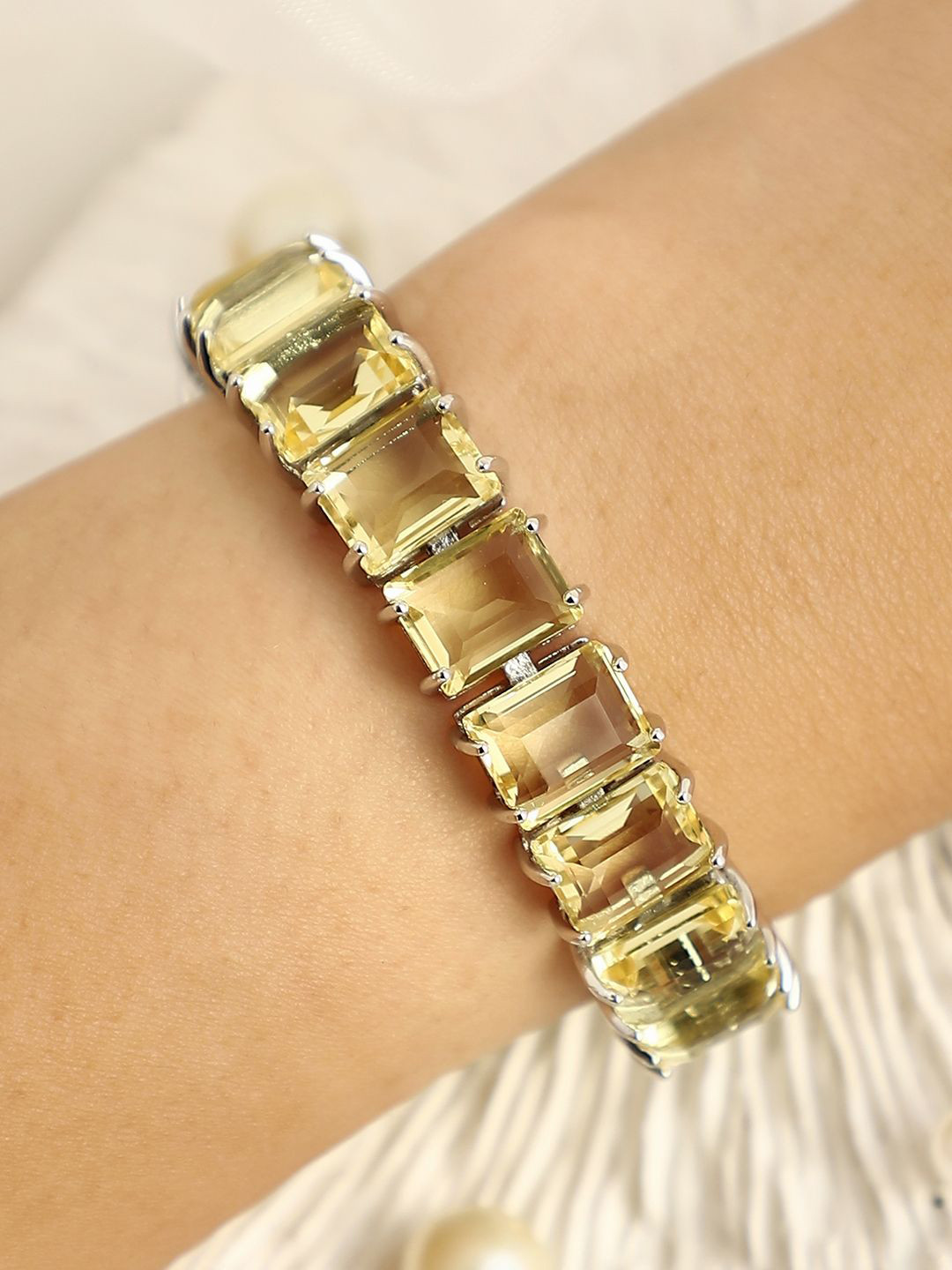 SOHI Women Silver-Plated The Crystal-Quad Tennis Wraparound Bracelet