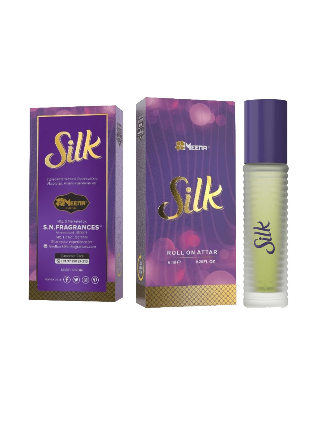 MEENA Silk Long Lasting Roll On Attar - 6 ml