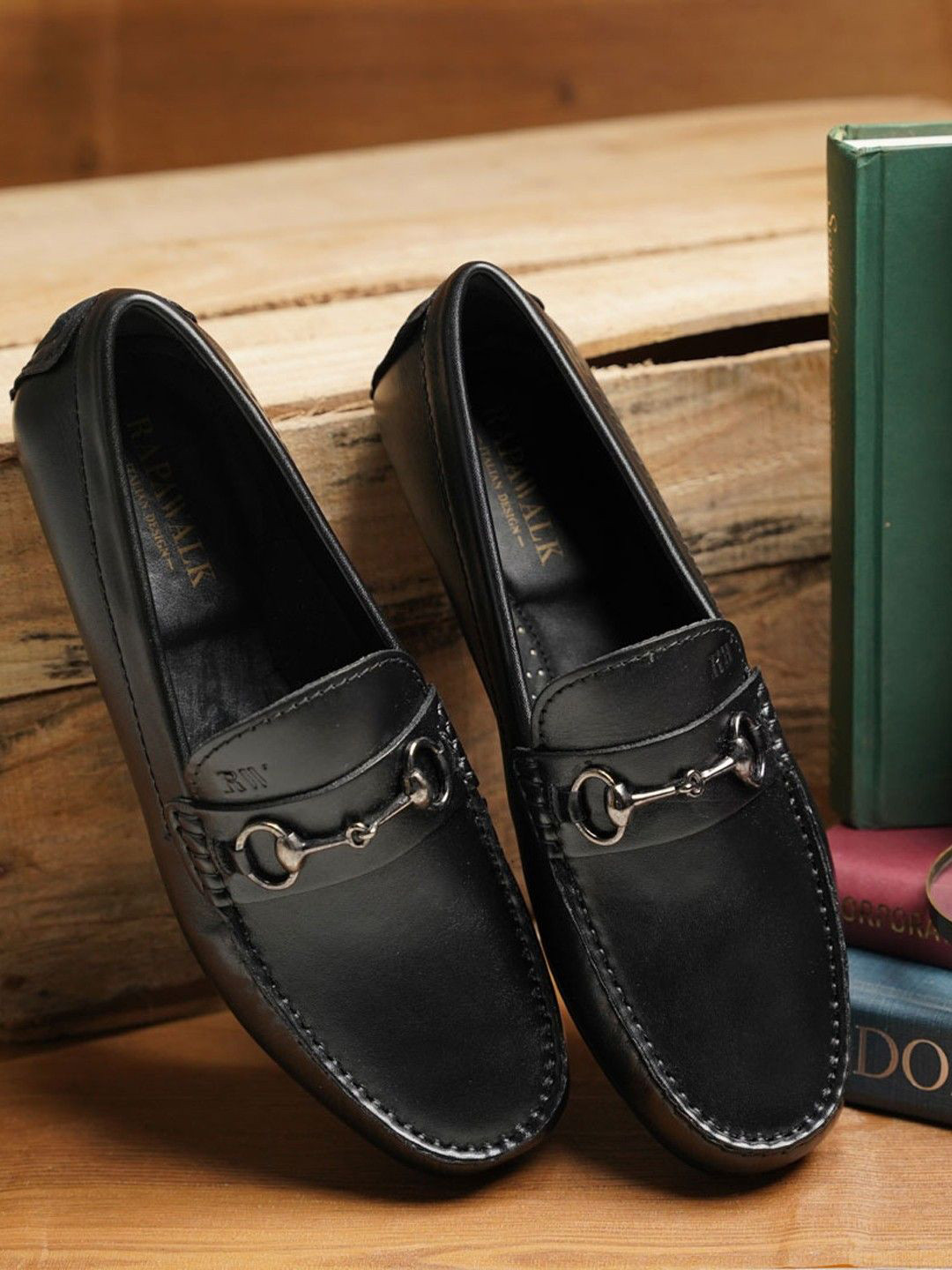 RAPAWALK Men Full Grain Soft Leather Slip On Moccasins Horsebit Loafers