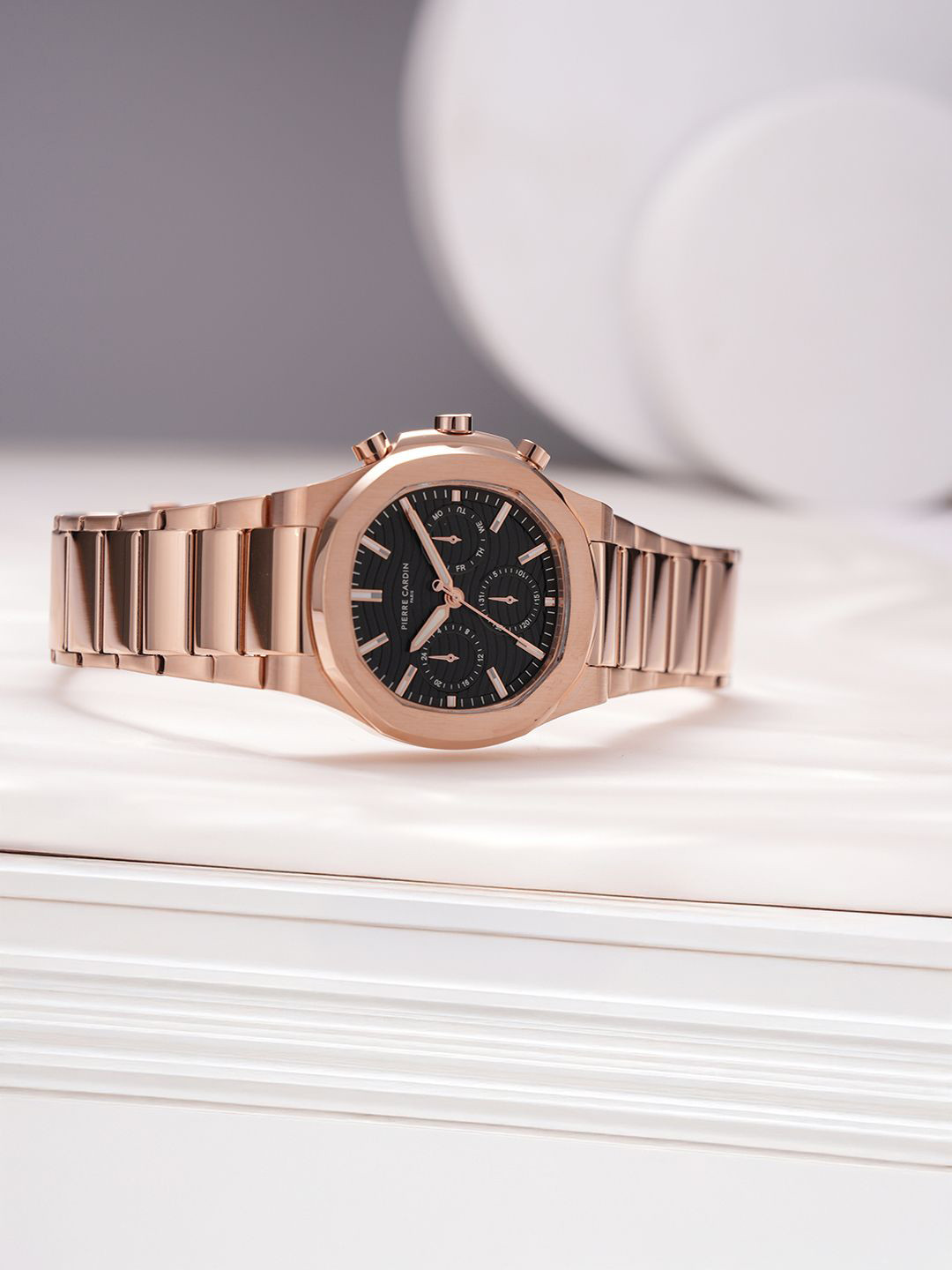 pierre cardin Men Stainless Steel Bracelet Style Straps Multi Function Watch CF.1015.MR.1