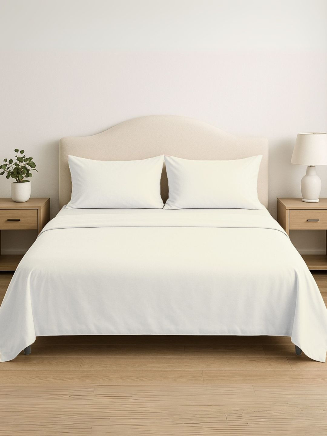 haus & kinder Luxury Tencel White 300 TC Super King Bedsheet Set-2.75 m x 2.75 m