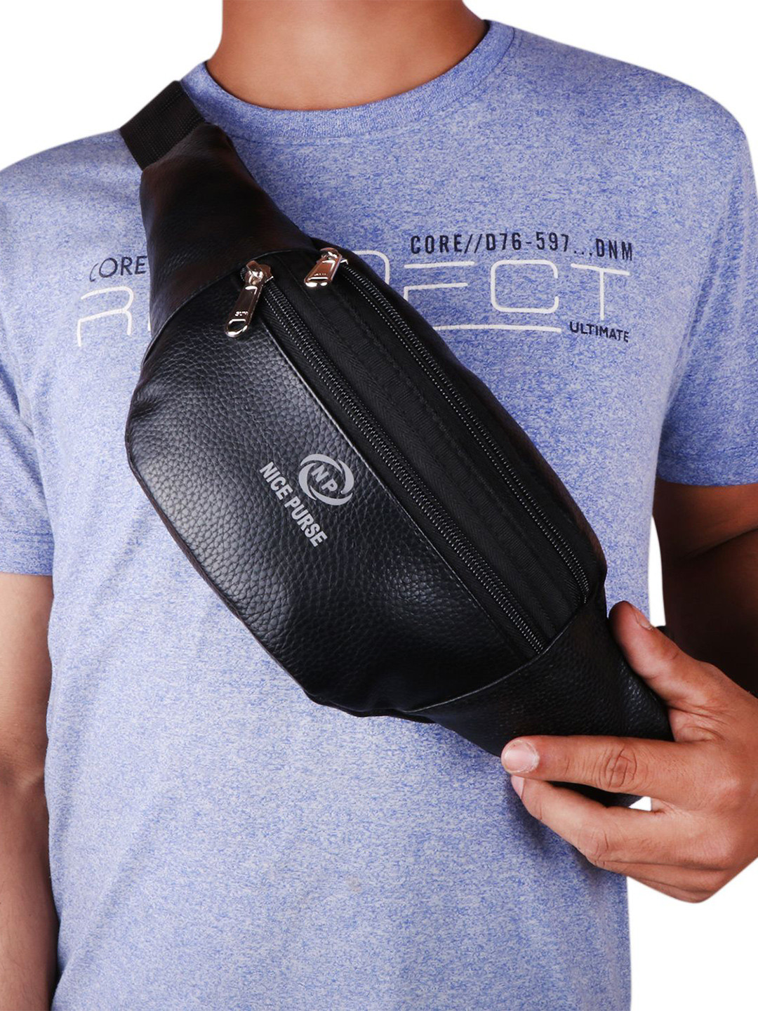 NICE PURSE Men Brand Logo Printed Waist Pouch