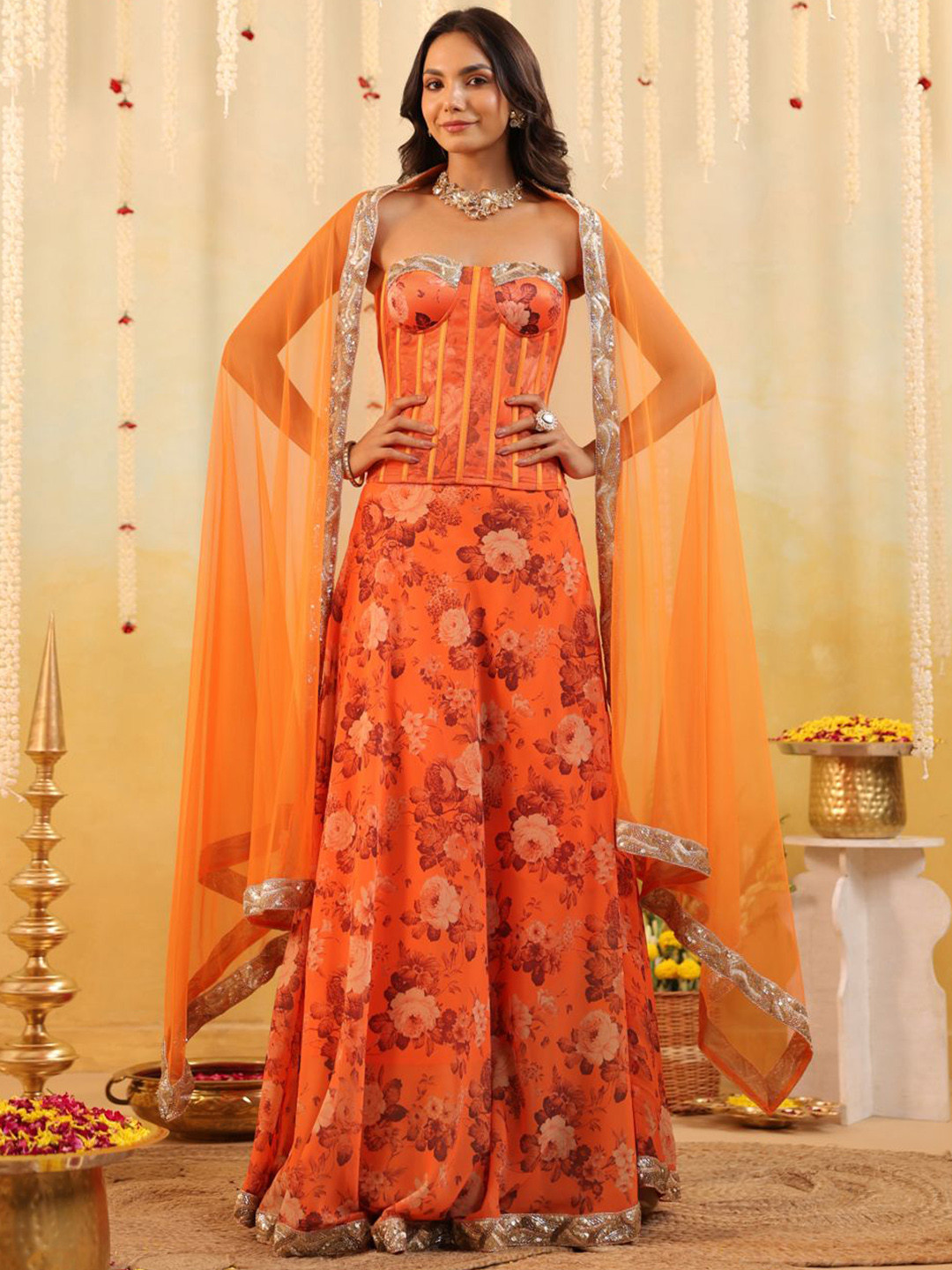 B'Infinite Floral Embellished Ready to Wear Lehenga Choli With Dupatta