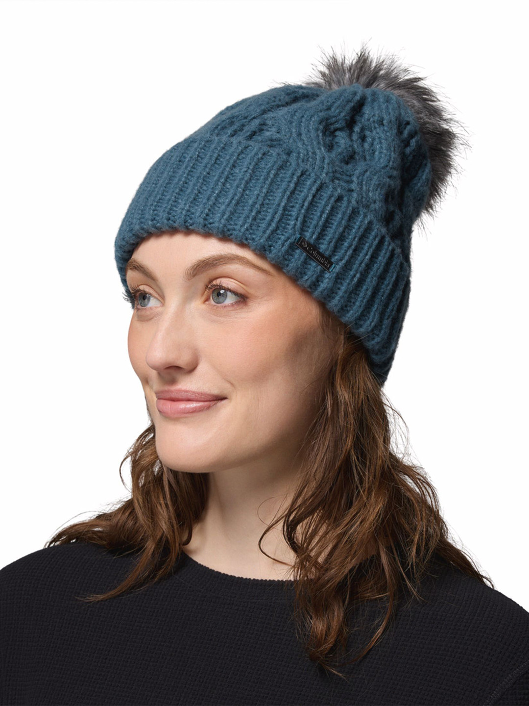 Columbia Boundless Days Women Cable Knit Pom Pom Beanie