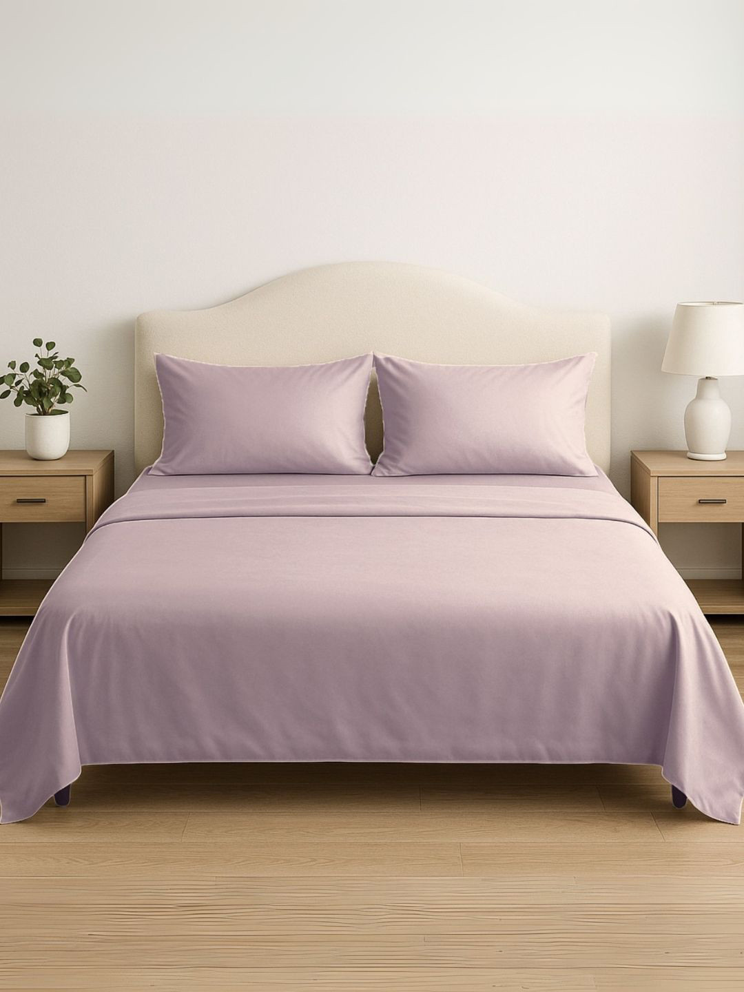 haus & kinder Luxury Tencel Purple 300 TC Super King Bedsheet Set-2.75 m x 2.75 m