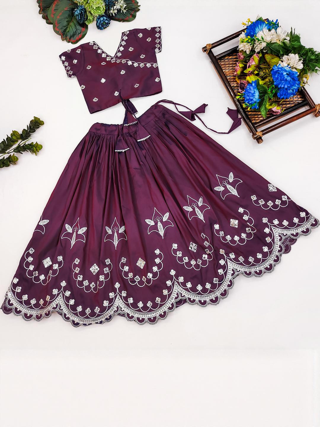 RJ ONLINE Embroidered Silk Lehenga Choli