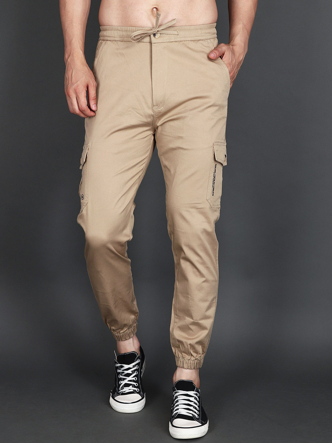 HAUWER Men Original Solid Mid-Rise Cotton Cargo Denmark Jogger