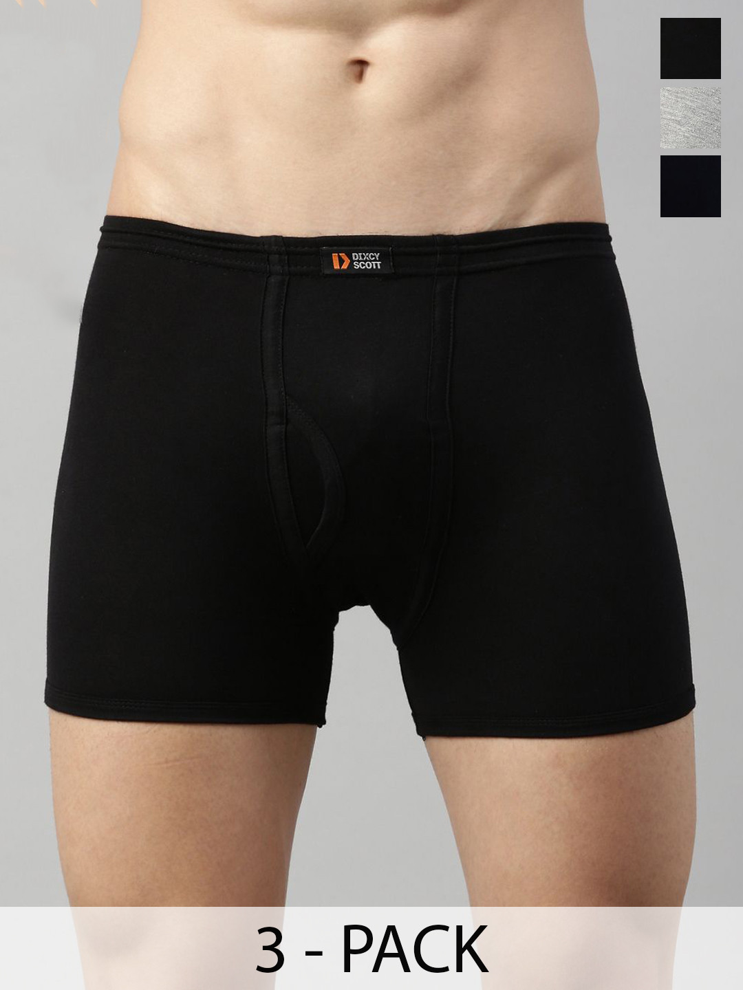 Dixcy Scott Originals 3-Pcs Pure Combed Cotton Mid-Rise Trunks LEGEND-TRNK-P3, NVGMBL