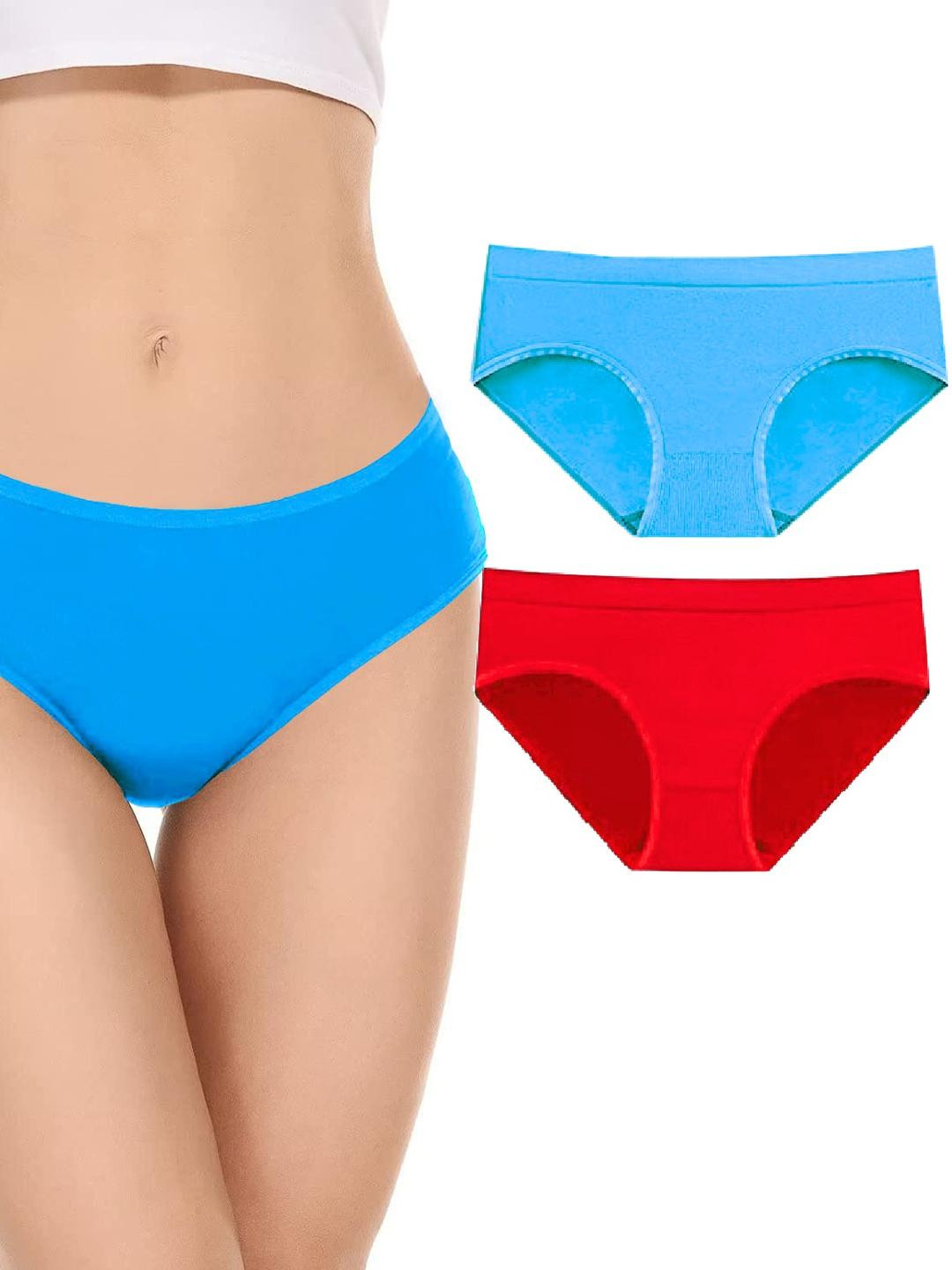 EMBATA Women Bikini Blue, Red Panty