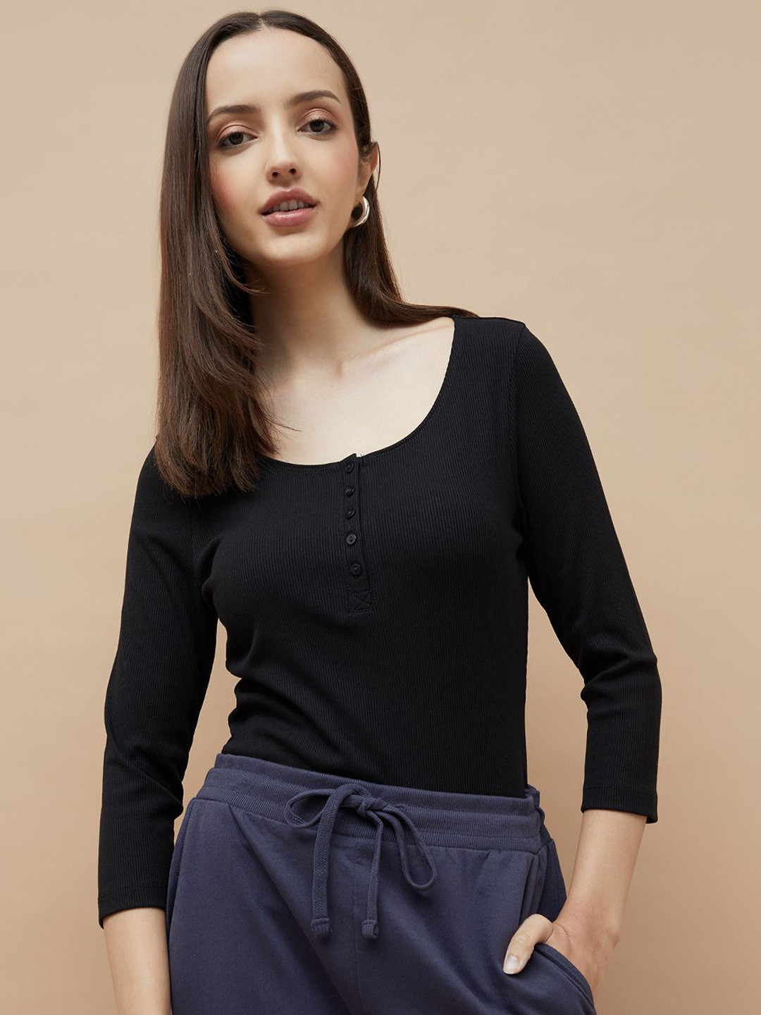 Fame Forever by Lifestyle Scoop Neck Regular Fit T-shirt