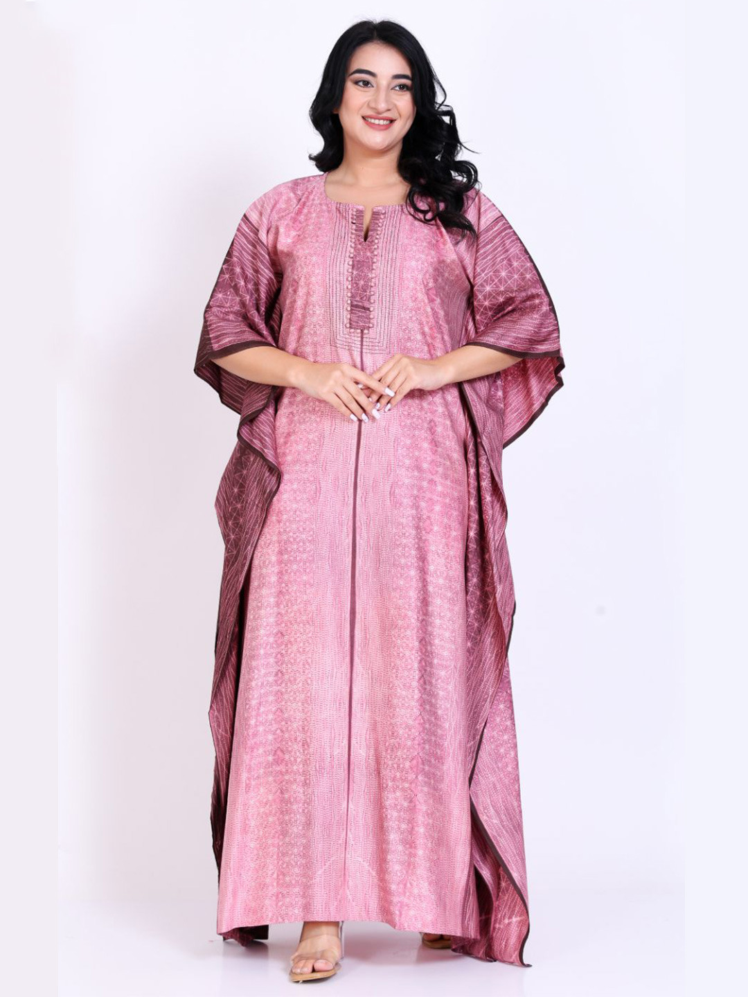 SILK N STYLES Women Printed Maxi Kaftan Nightdress