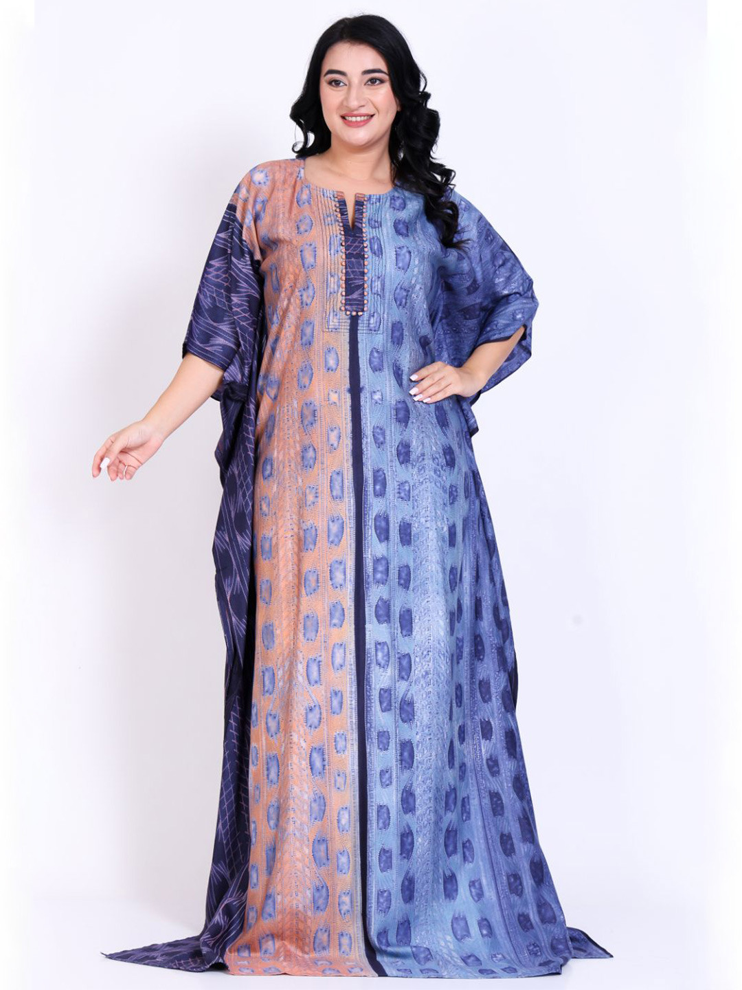 SILK N STYLES Printed Maxi Kaftan Nightdress