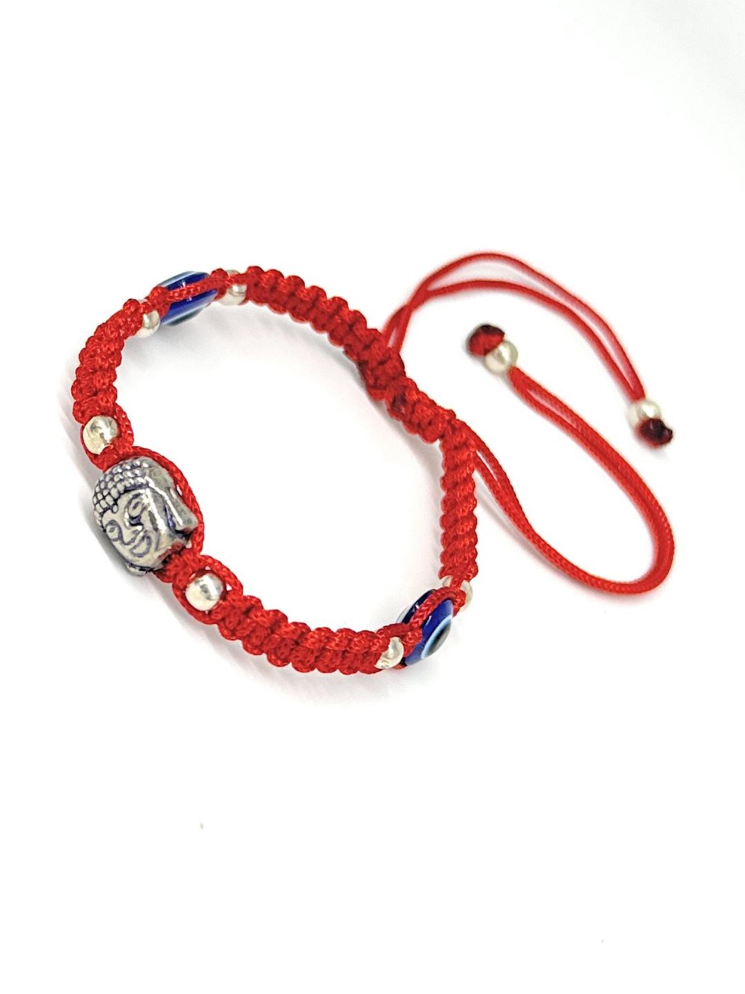 Red silk dori Buddha head evil eye Bracelet