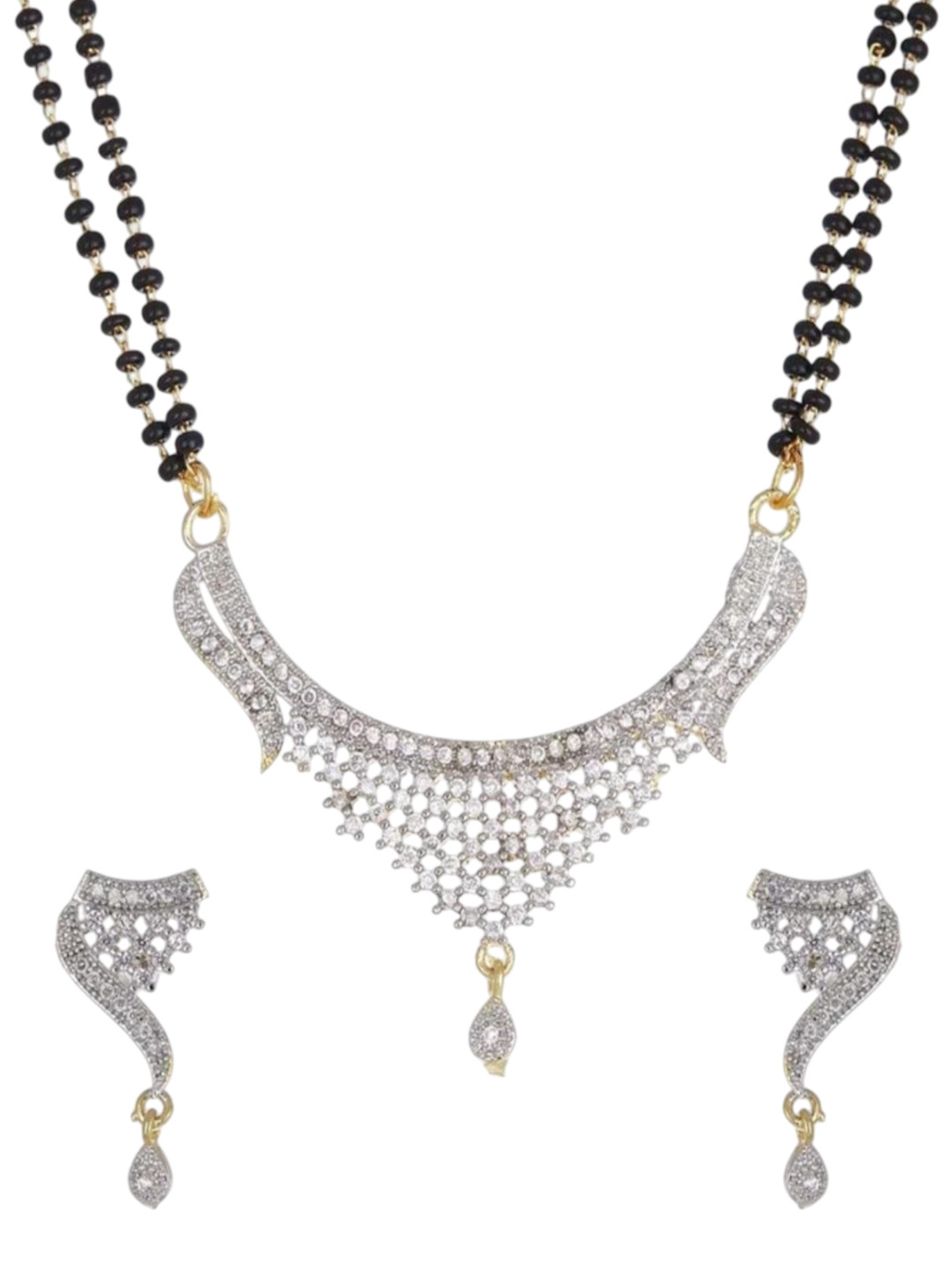 Zintalic AD Stones Studded & Beaded Mangalsutra