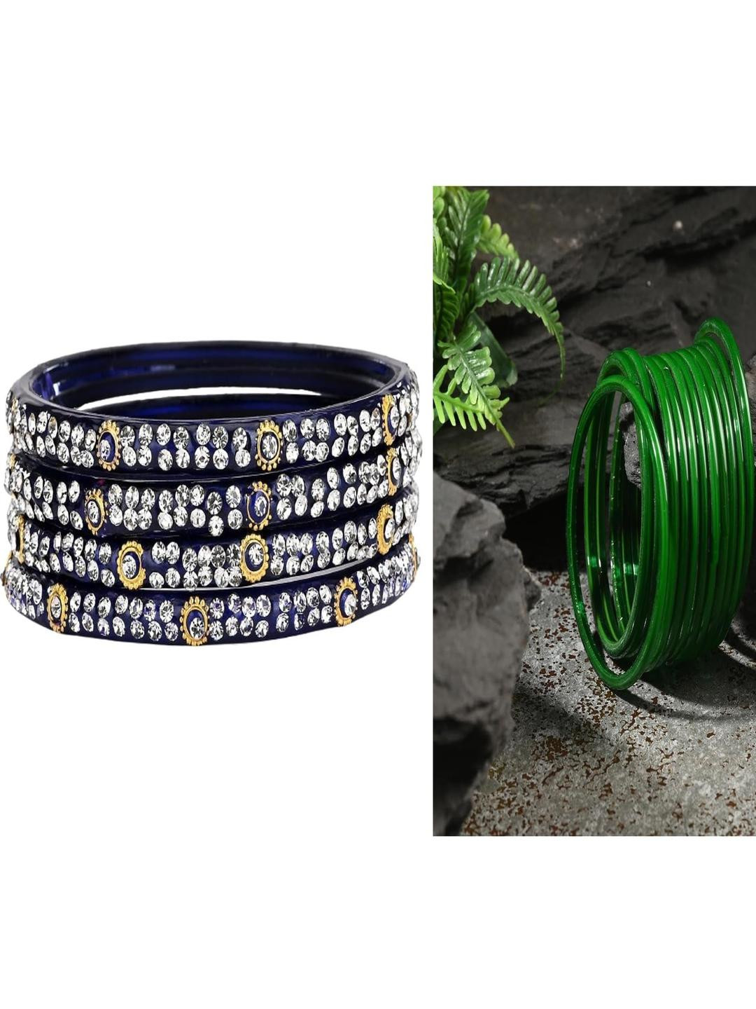 SOMIL Set of 28 Blue Alloy Bangles