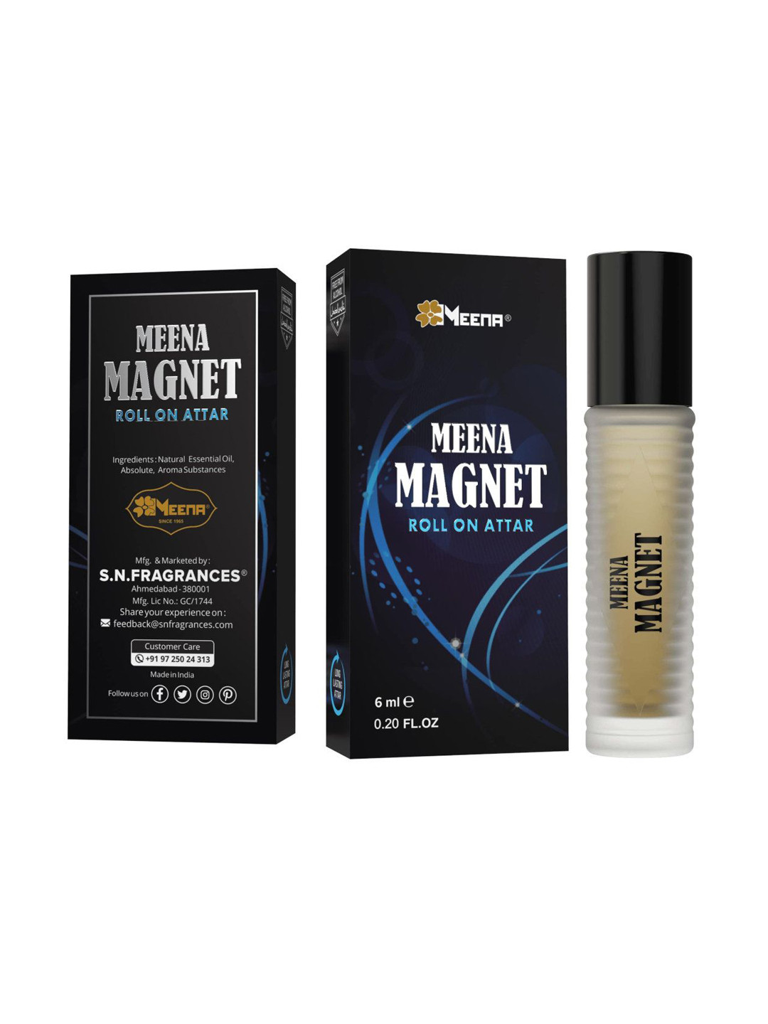 MEENA Magnet Long Lasting Roll On Attar - 6 ml