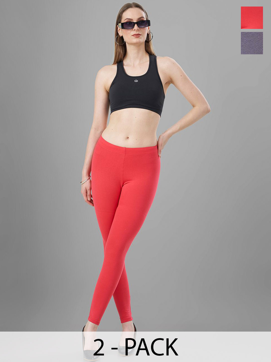 T19 Pack Of 2 4-Way Stretchable Ankle-Length Leggings