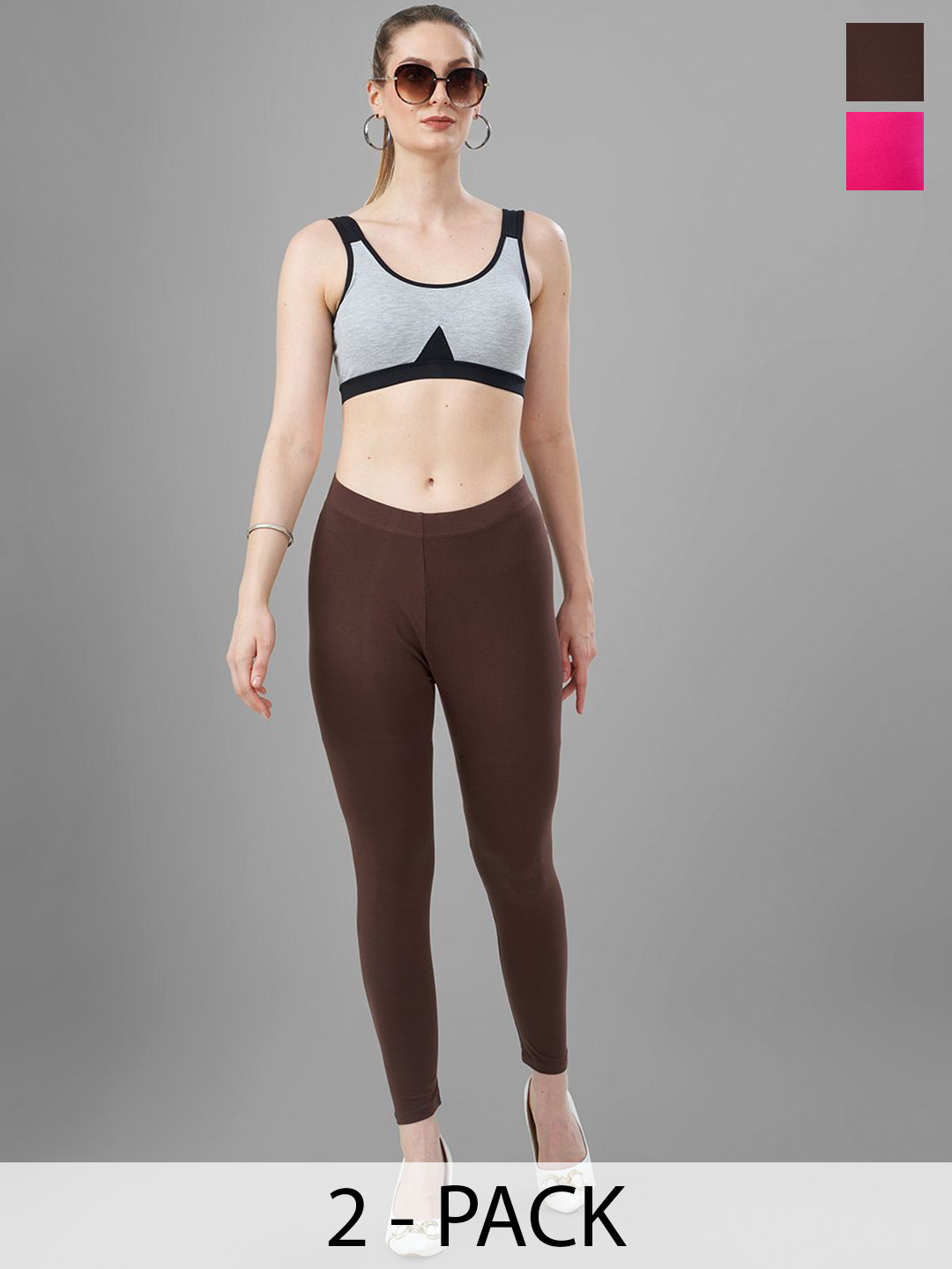 T19 Pack Of 2 4-Way Stretchable Ankle Length Leggings