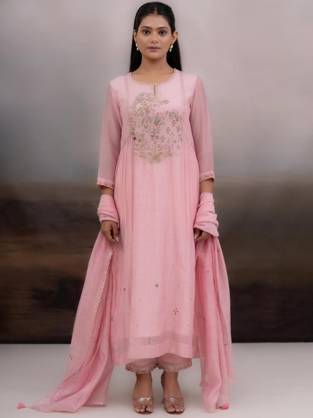 TATWA DESIGNS Women Ethnic Motifs Embroidered Round Neck Kurta With Trousers & Dupatta