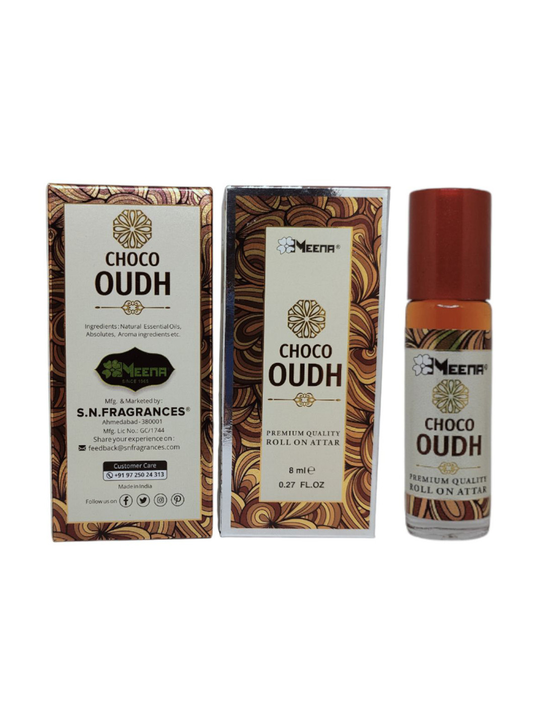 MEENA Choco Oud Long Lasting Roll On Attar - 6 ml