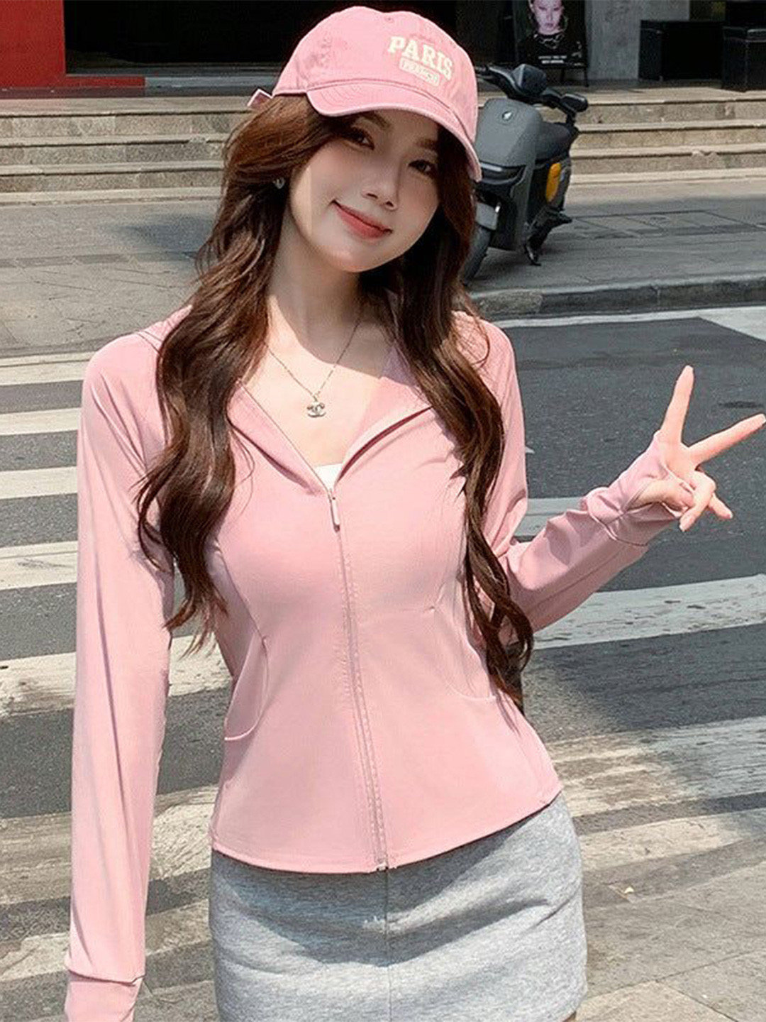 Outzidr Women Hooded Light Weight Front-Open Sweatshirt