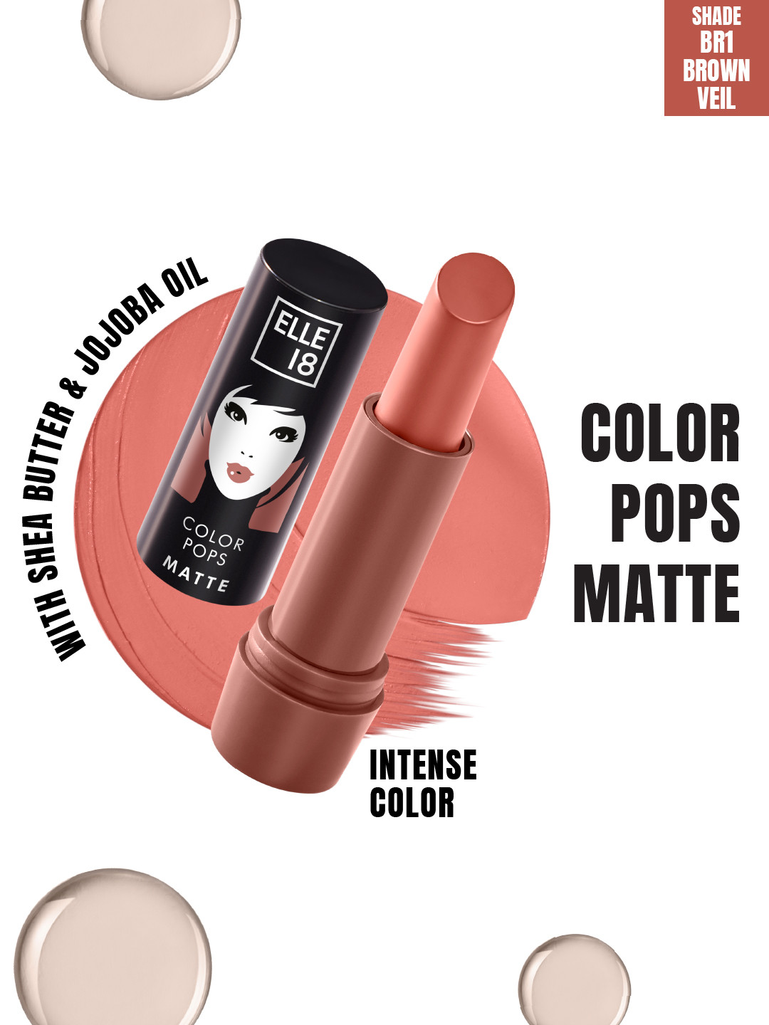ELLE 18 Color Pops Matte Moisturising Lipstick with Shea Butter - Brown Veil