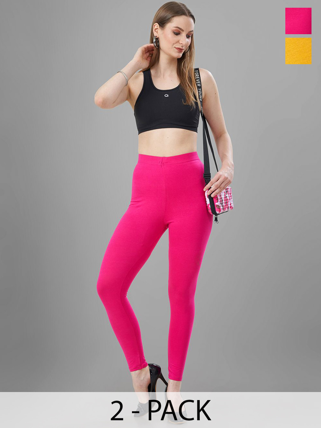 T19 Pack Of 2 4-Way Stretchable Ankle Length Leggings
