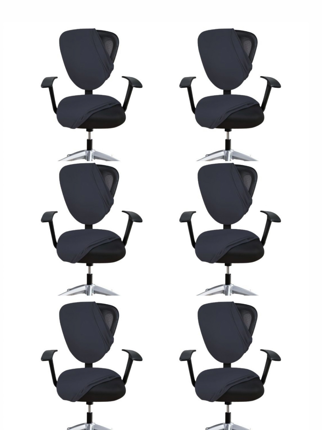Lazi Set Of 6 Grey Stretchable Office Chair Covers