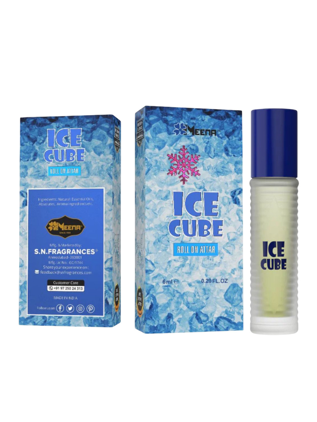 MEENA Ice Cube Long Lasting Roll On Attar - 6 ml