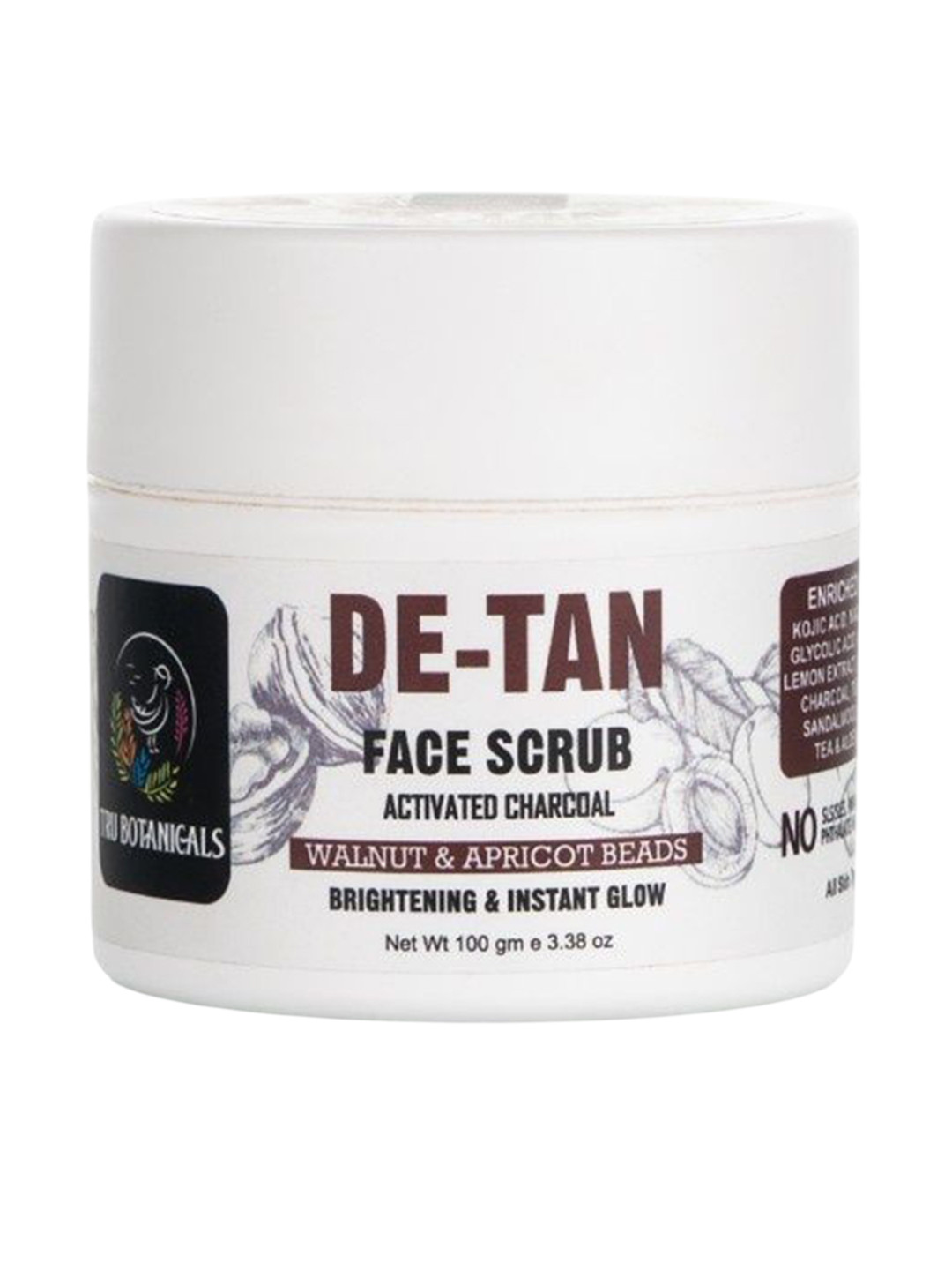 Tru Botanicals Activated Charcoal De Tan Face Scrub - 100 g