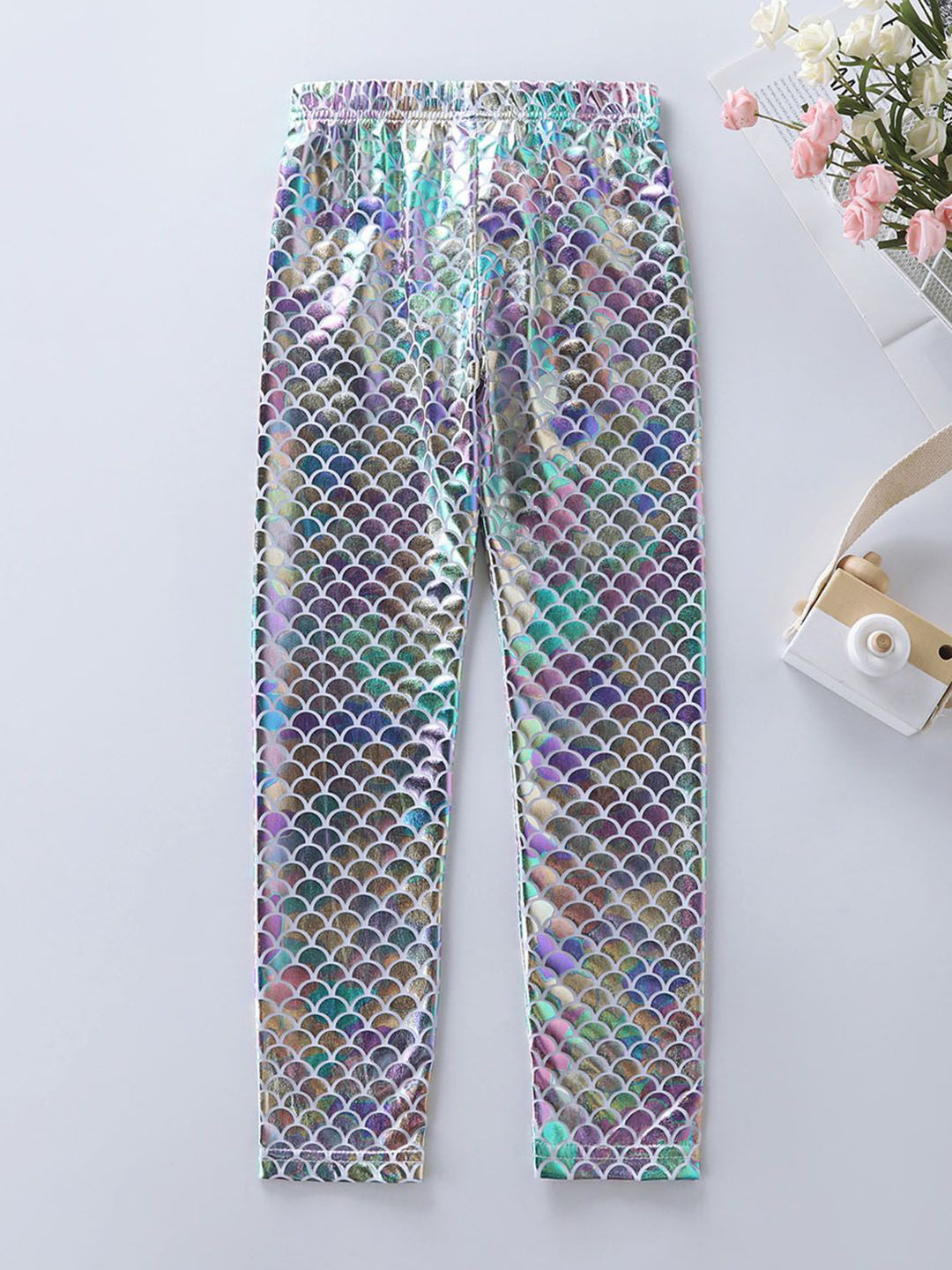 INCLUD Girls Mermaid Printed Mid Rise Ankle-Length Leggings