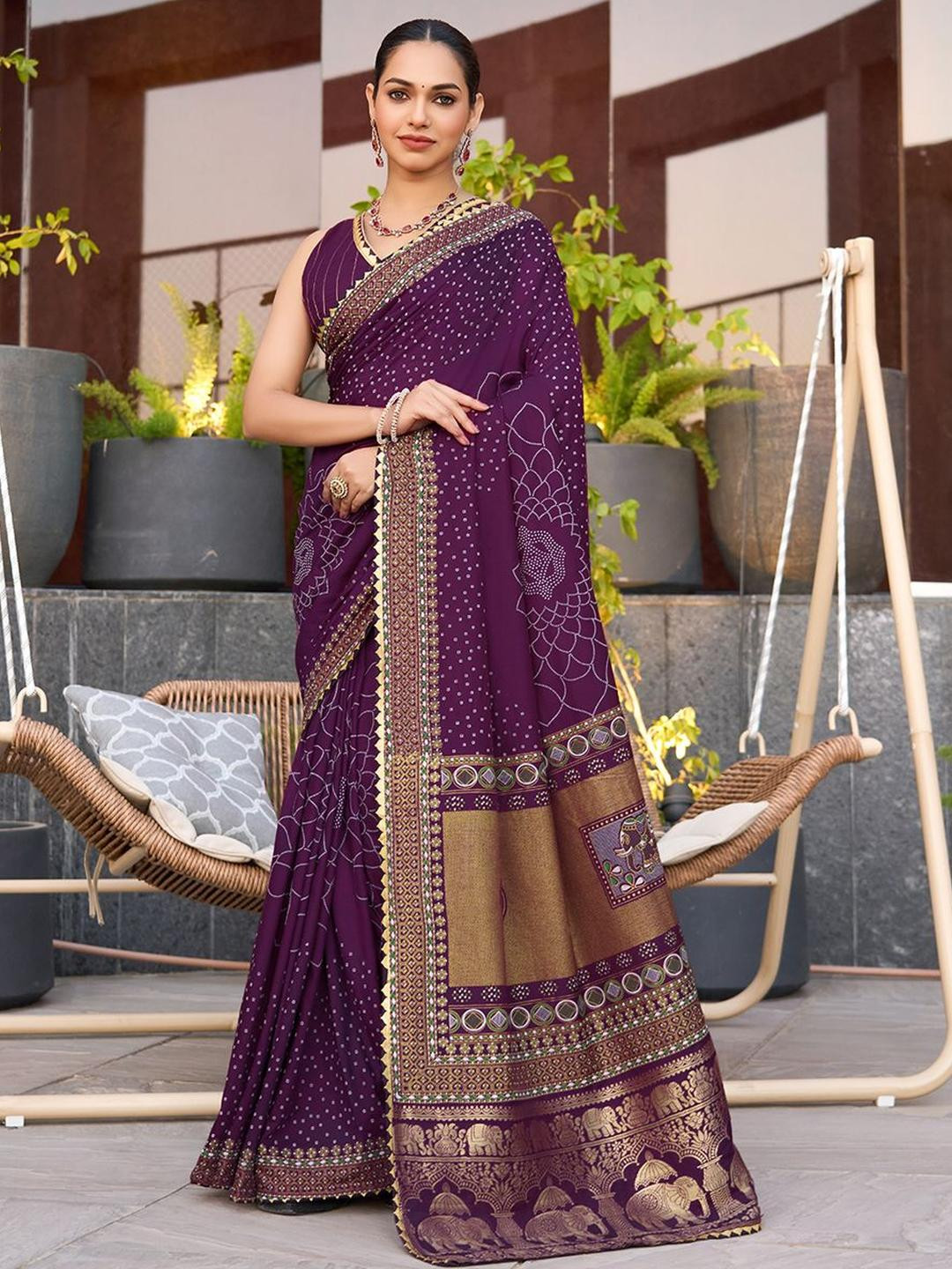VARNI FABRICS Batik Zari Fusion Ikat Saree