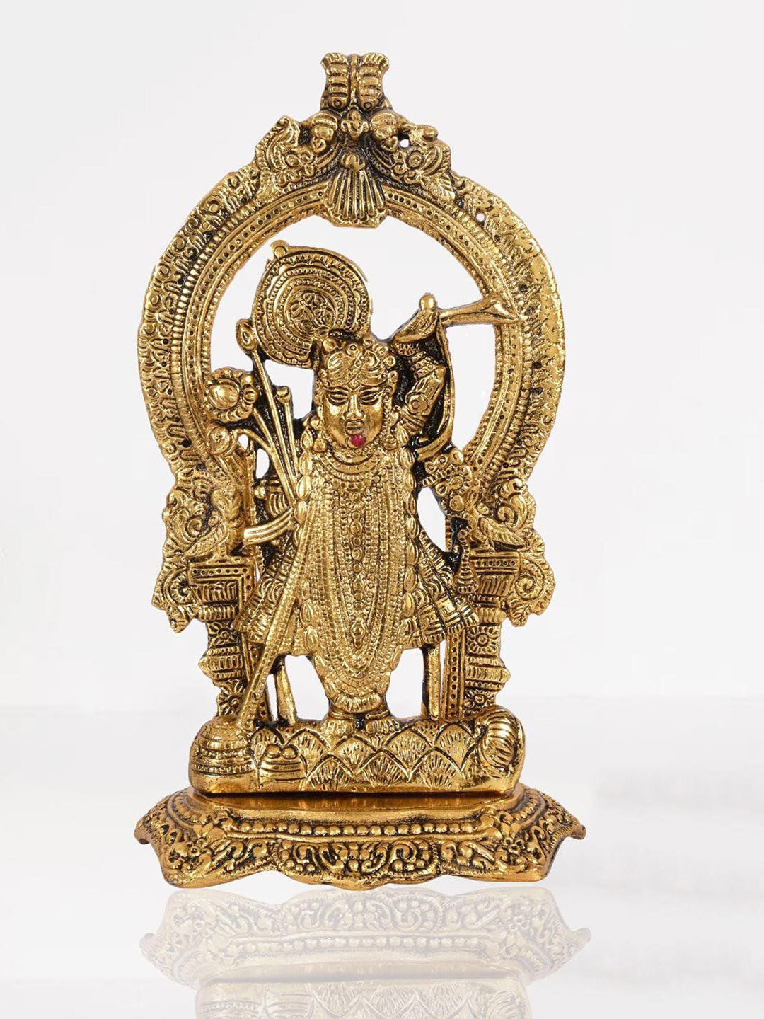 CRAFTAM Gold-Toned & Black Sri Shrinathji Nathdwara Religious Idol Showpiece