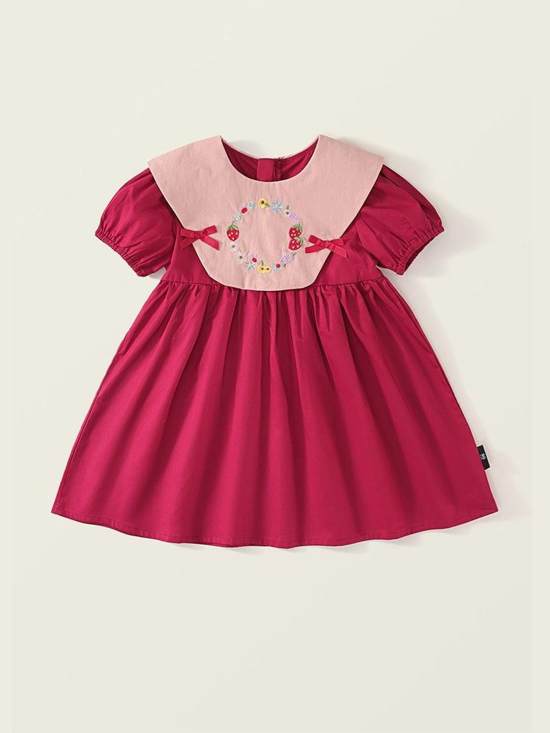 LULU & SKY Girls Above The Keyboard Collar Puff Sleeves Fit & Flare Dress