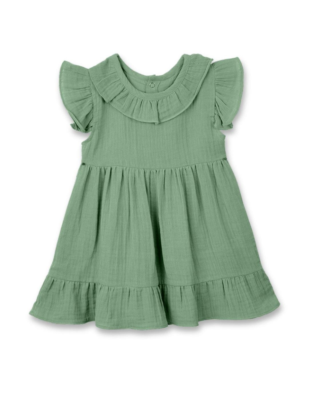 The Boo Boo Club Girls Ruffles Flutter Sleeves Cotton Fit and Flare Dress