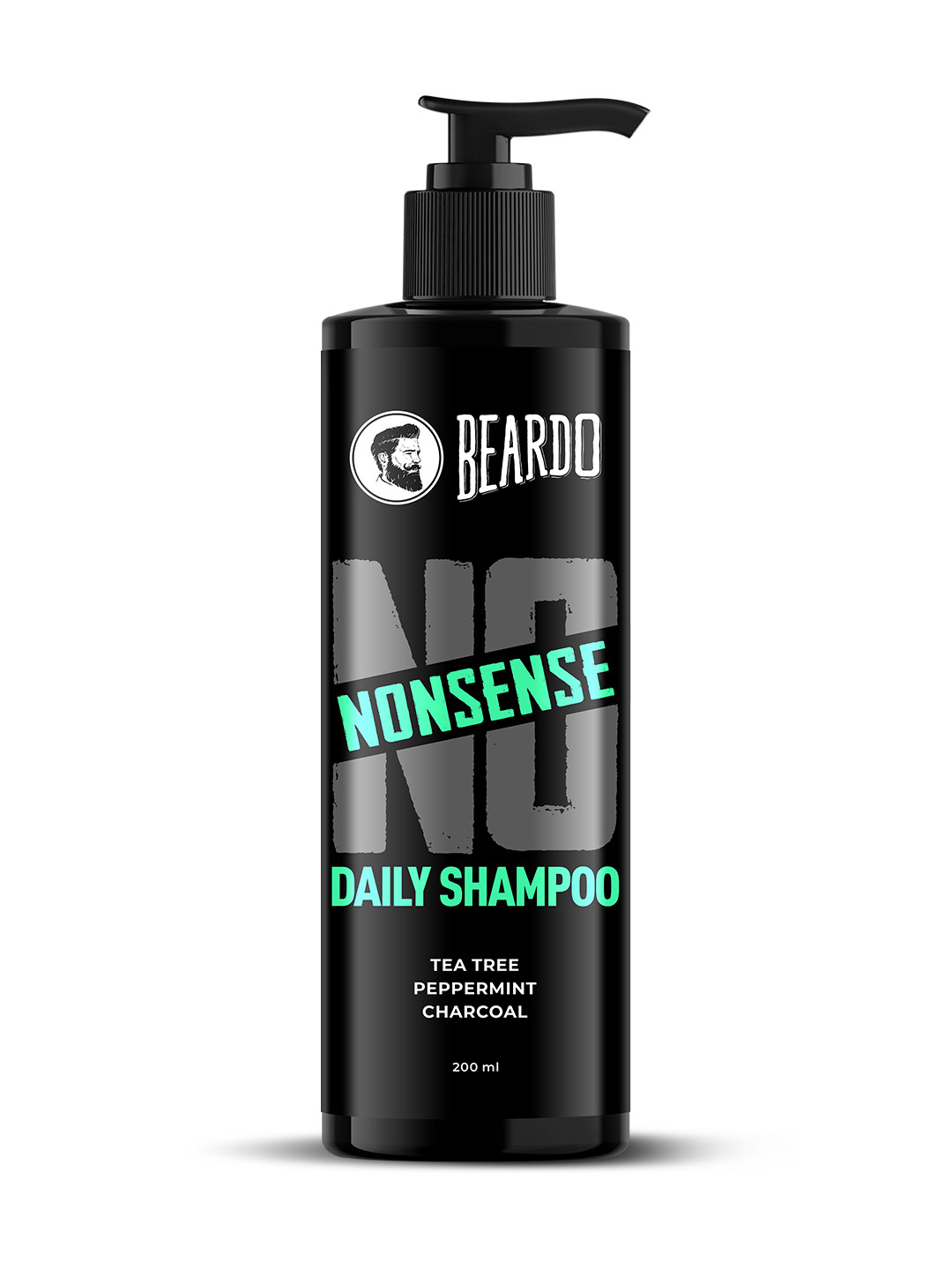 BEARDO No Nonsense Daily Shampoo with Tea Tree-Peppermint & Charcoal - 200 ml