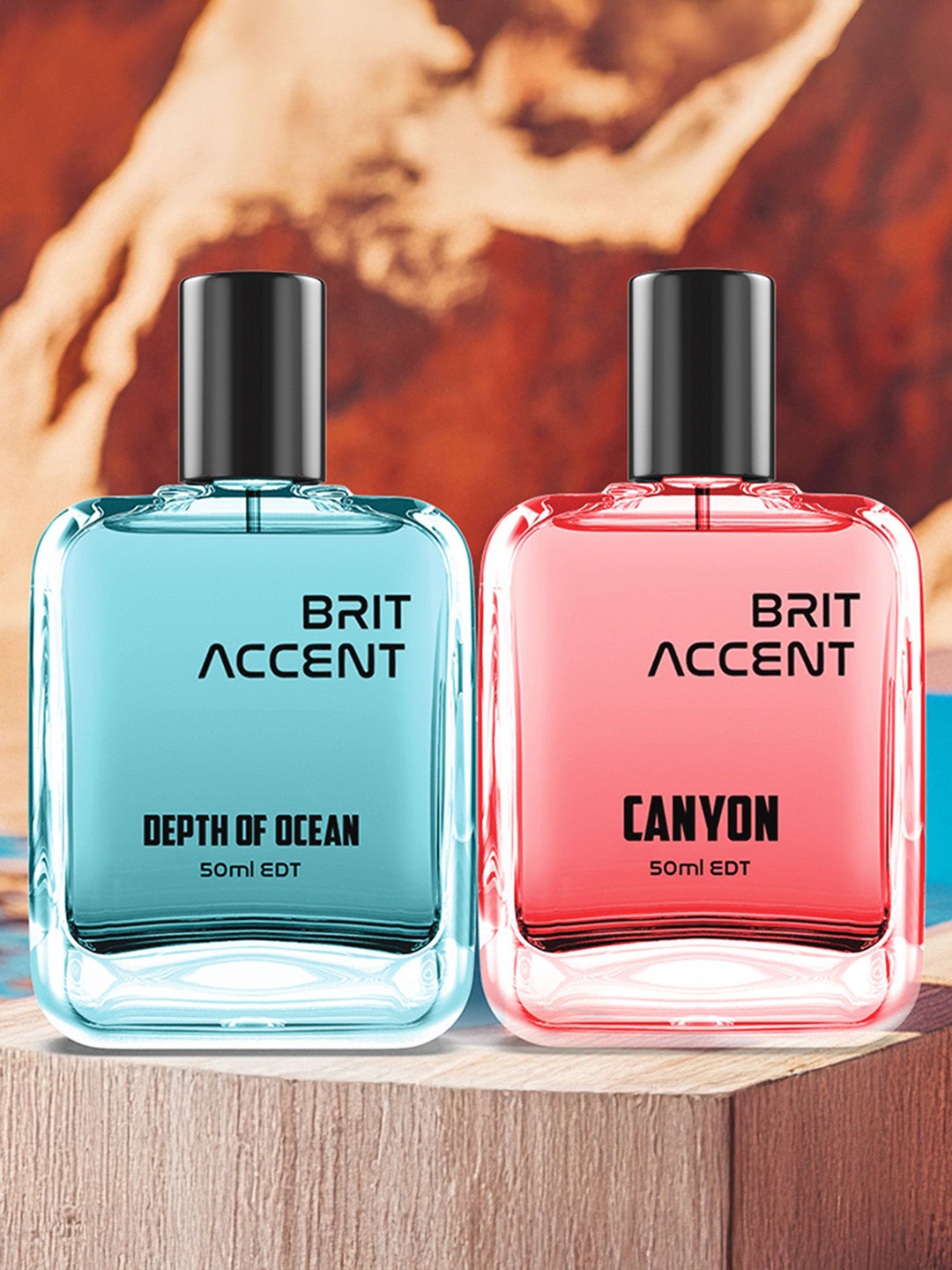 BRIT ACCENT Set Of 2 Depth Of Ocean & Canyon Long-Lasting Eau De Toilette - 50 ml Each