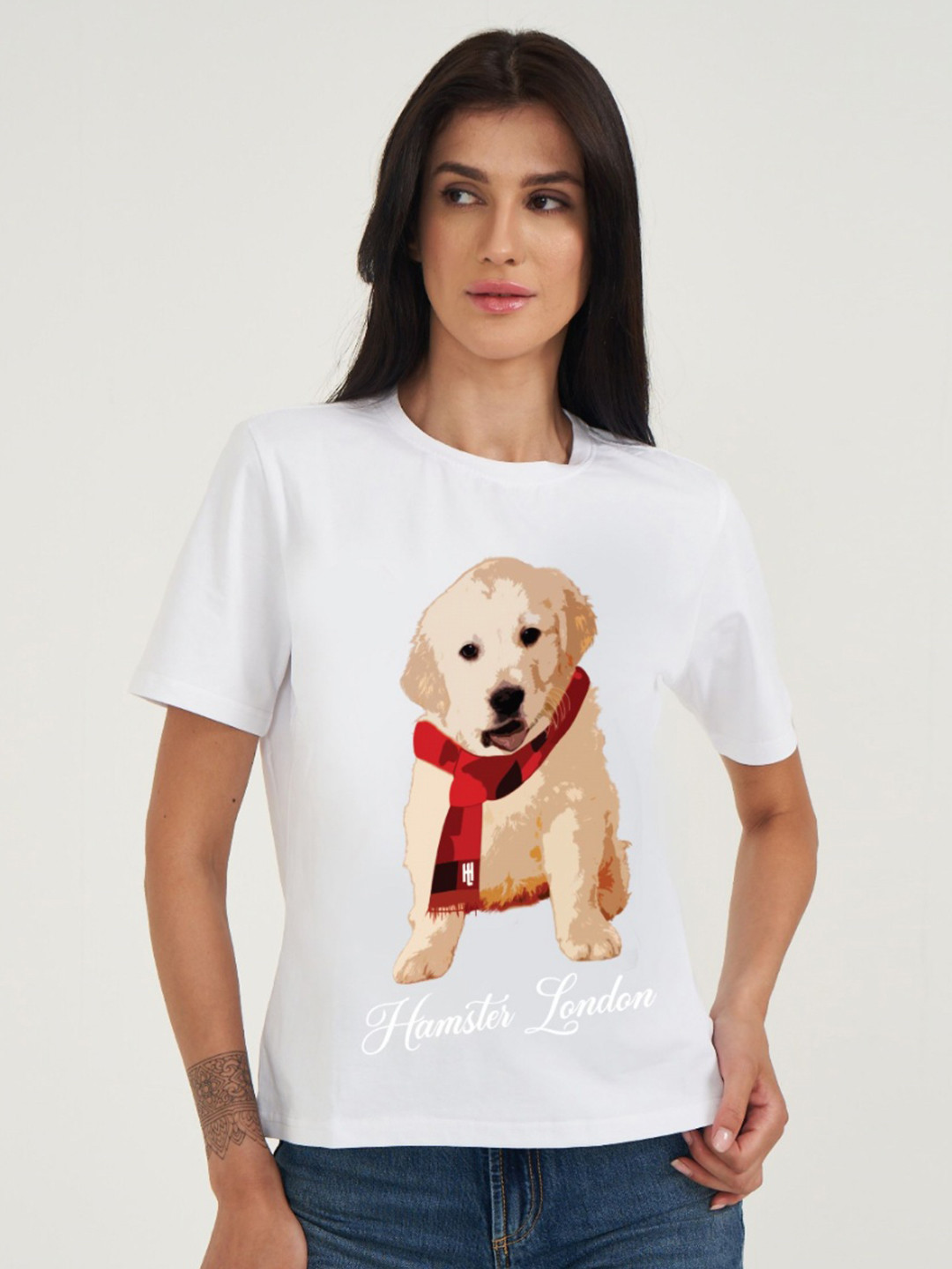 HAMSTER LONDON Women People and Places Printed Round Neck Cotton T-shirt