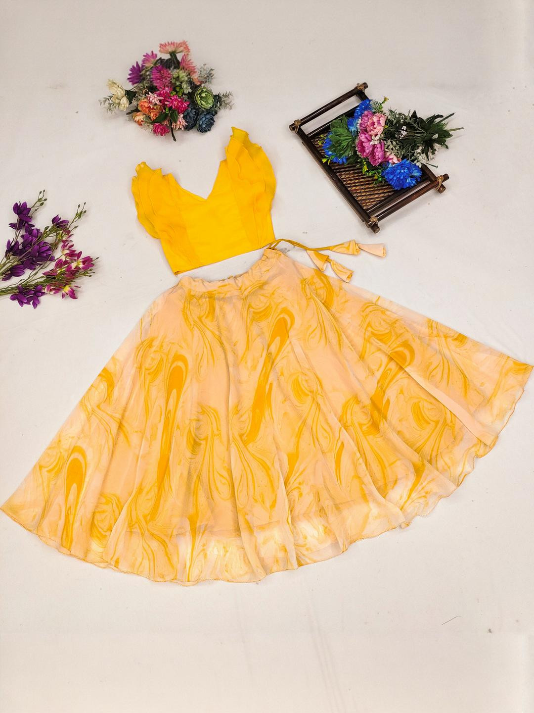 RJ ONLINE Ready To Wear Poly Georgette Lehenga Choli