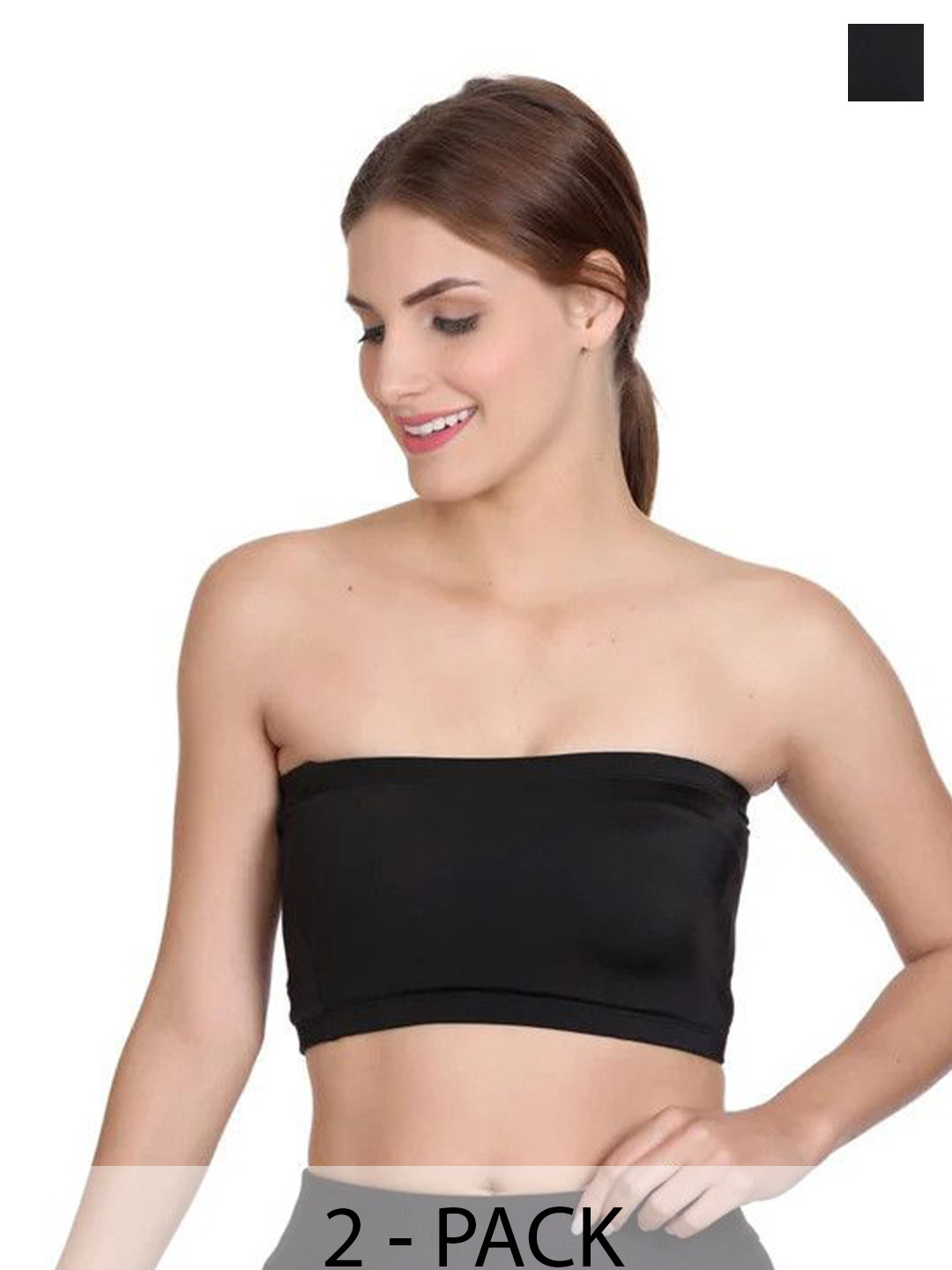 SRISARAS Women Pack Of 2 Solid Cotton Tube Crop Top