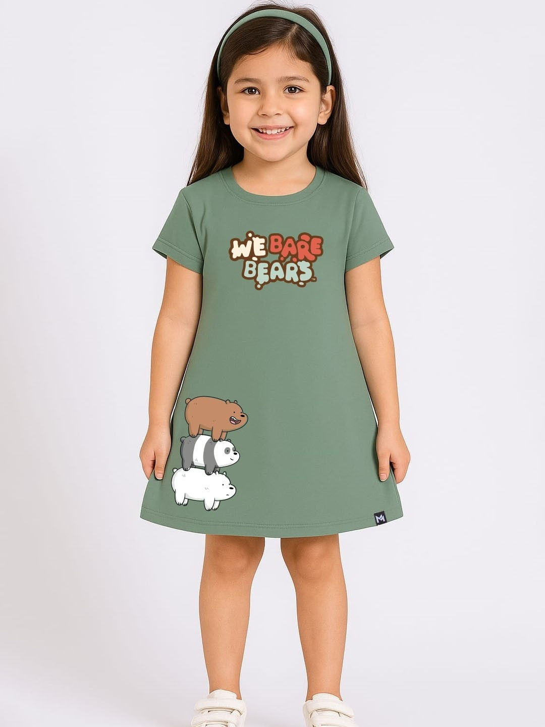 YK X Minute Mirth We Bare Bears Printed Pure Cotton A-Line Dress