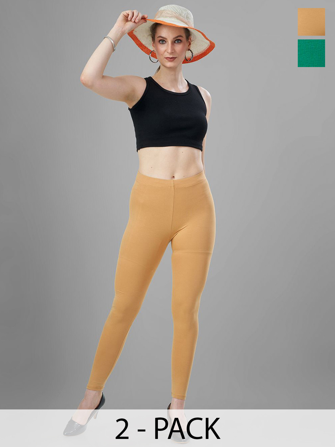 T19 Pack Of 2 4-Way Stretchable Ankle-LengthLeggings