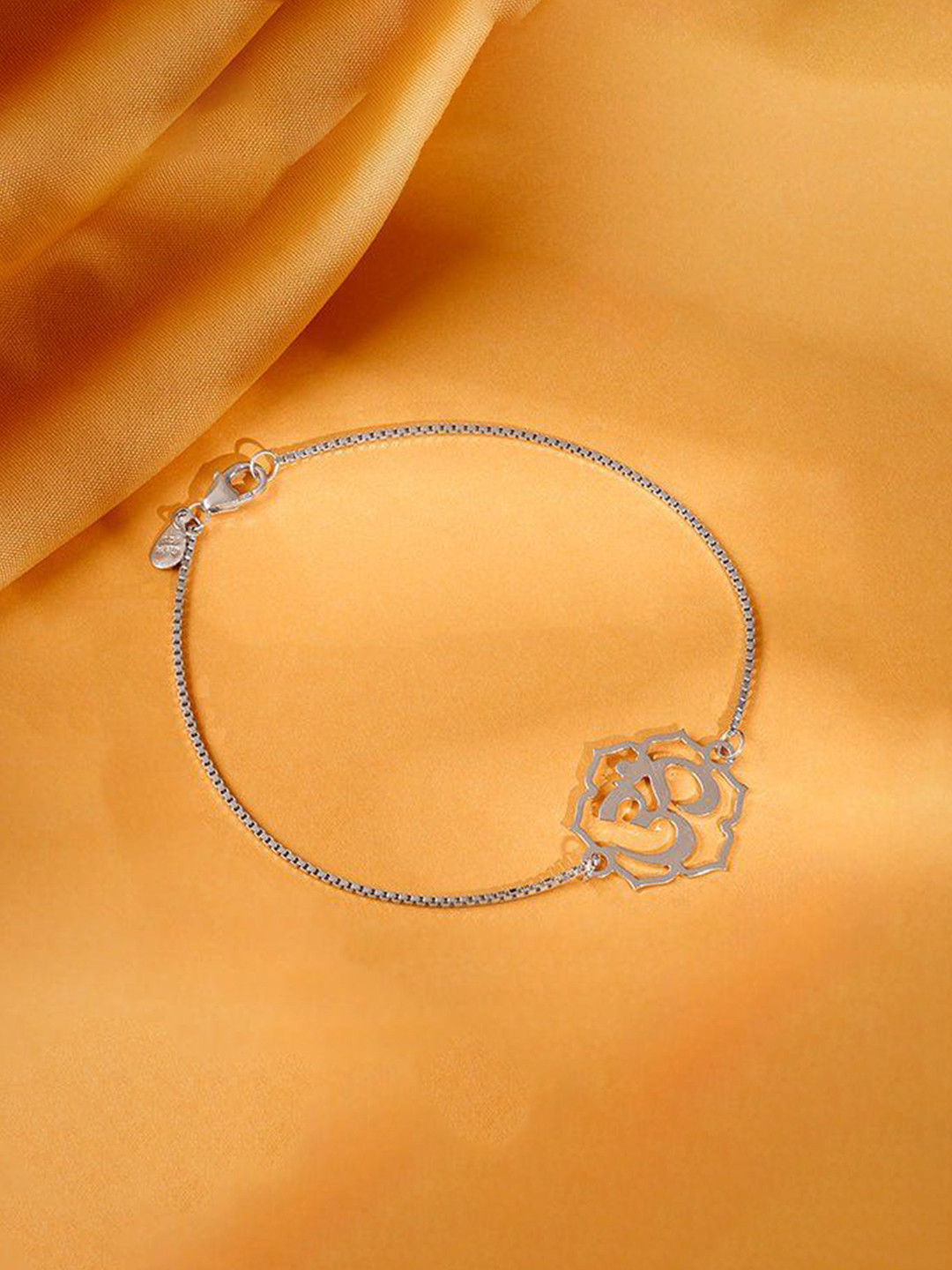 GIVA 925 Silver Omkara Bracelet Rakhi With Roli and Chawal