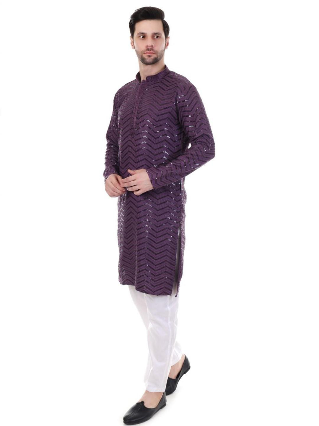 BHARAT VASNAM Men Purple Kurtas