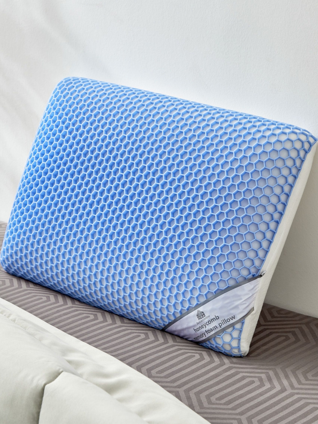 Home Centre Blue Memory Foam Filled Soft Sleep Pillow