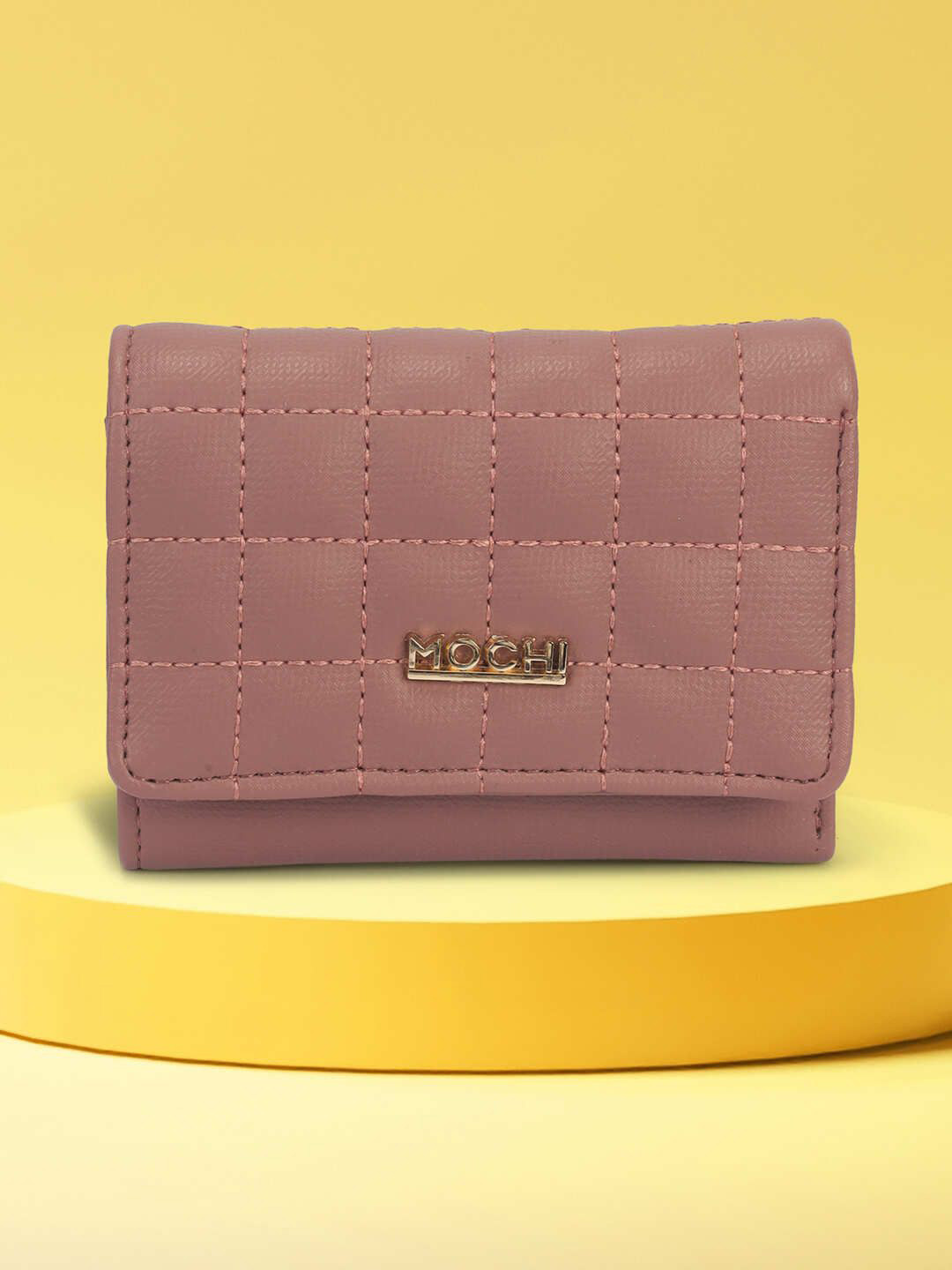 Mochi Women Checked Three Fold Wallet