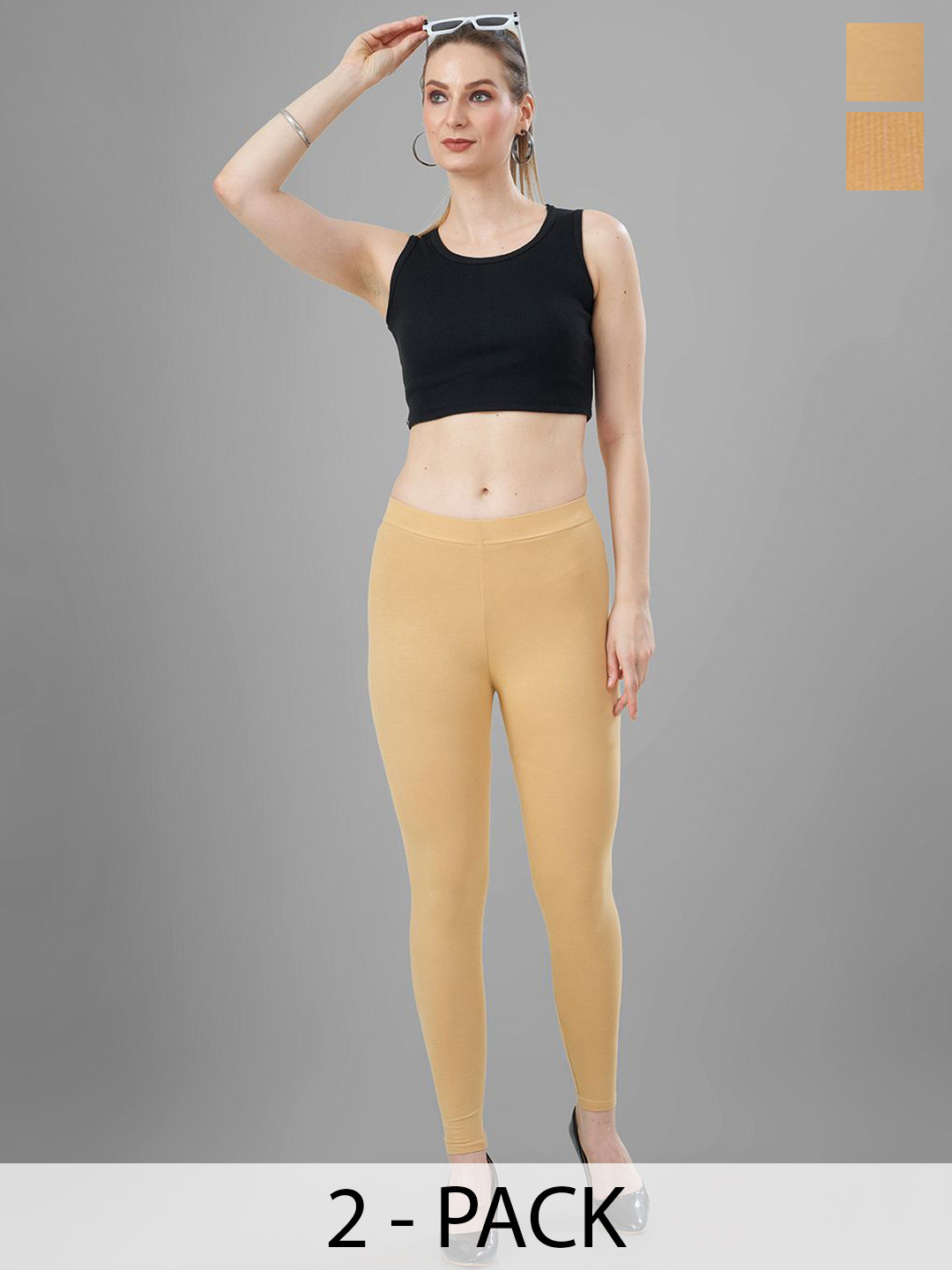T19 Pack Of 2 4-Way Stretchable Ankle-Length Leggings