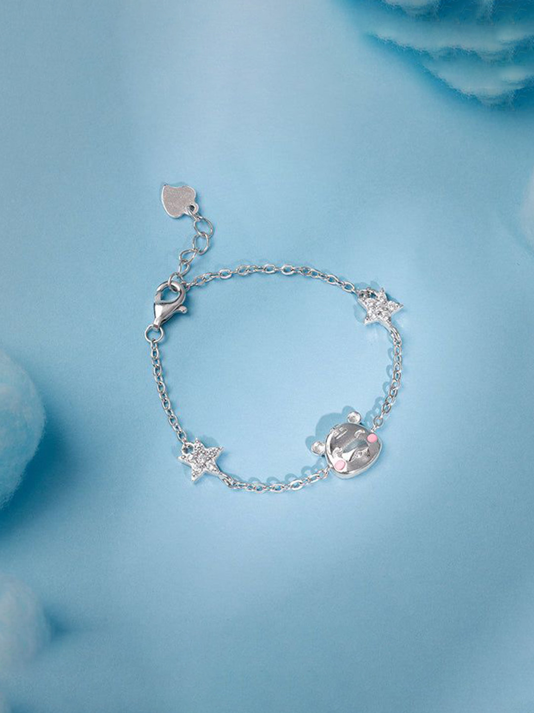 GIVA Silver Kitten Charm Kids Bracelet
